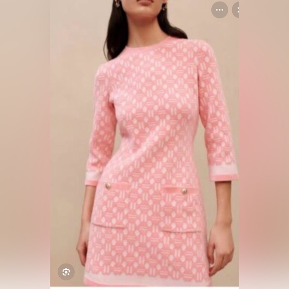 Maje Blush Pink Patterned Long Sleeve Dress - Picture 2 of 5